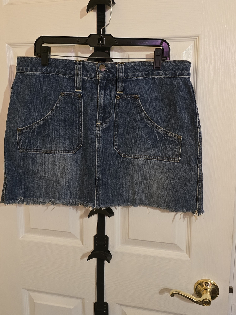 Cato Dark Blue Denim Mini Skirt with Frayed Hem